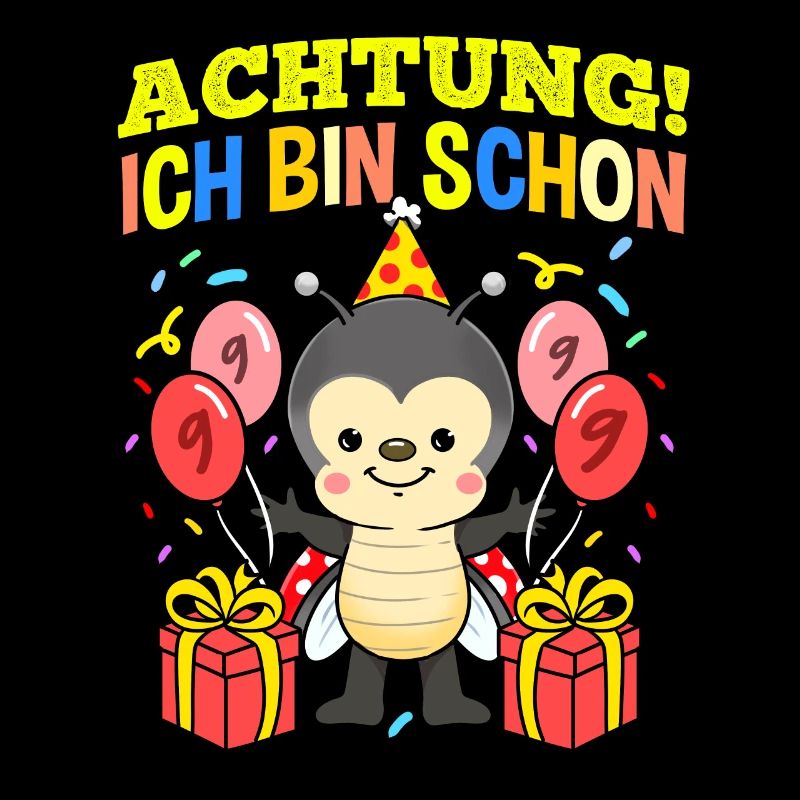 Achtung Ich Bin Schon 9 Geburtstag Marienkäfer