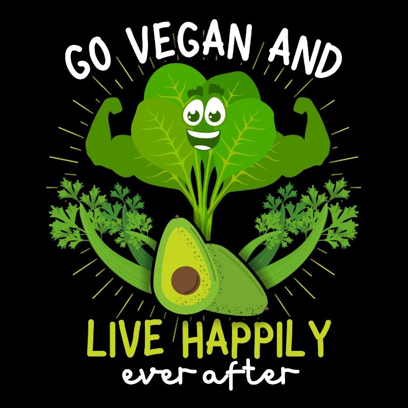 Funny vegan saying with celery and spinach