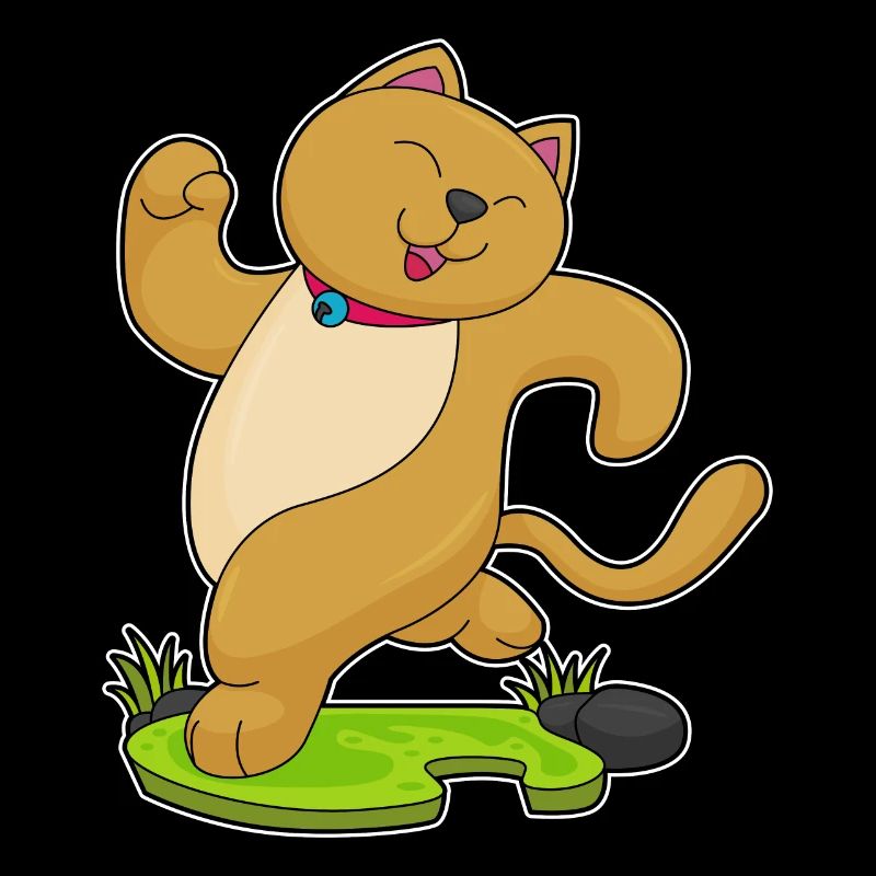 Chat avec collier en faisant du jogging