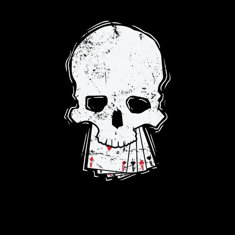 Totenkopf mit Karten Skat oder Poker Kartenspiel