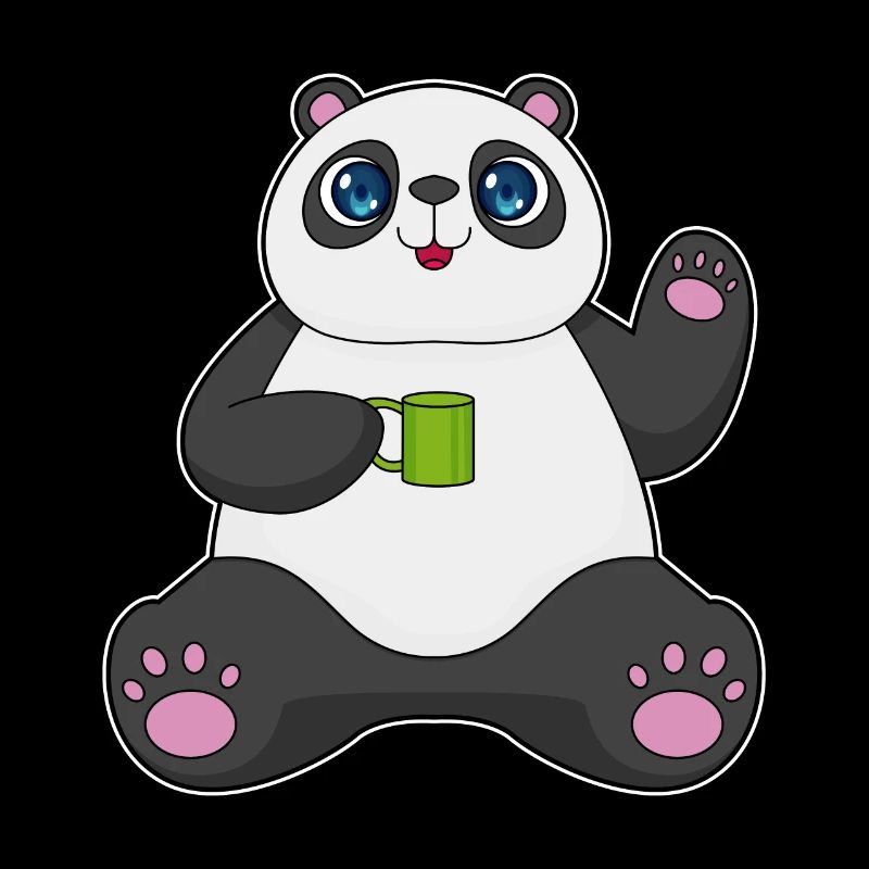Panda with coffee mug