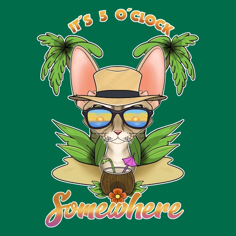 It Is 5 OClock Somewhere Drinking Devon Rex Cat