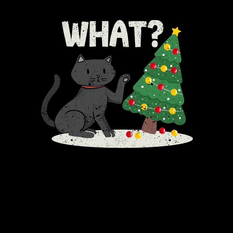 Quoi? Drôle de chat noir Joyeux arbre de Noël