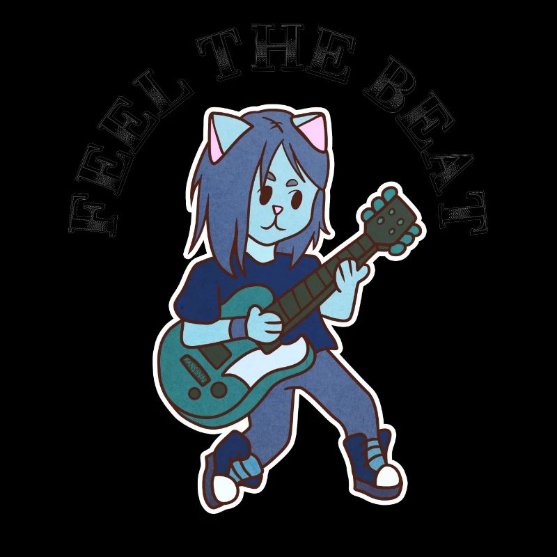 Cat plays guitar