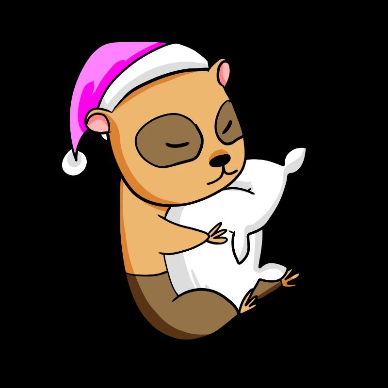 Guinea pig with pillow and sleeping cap