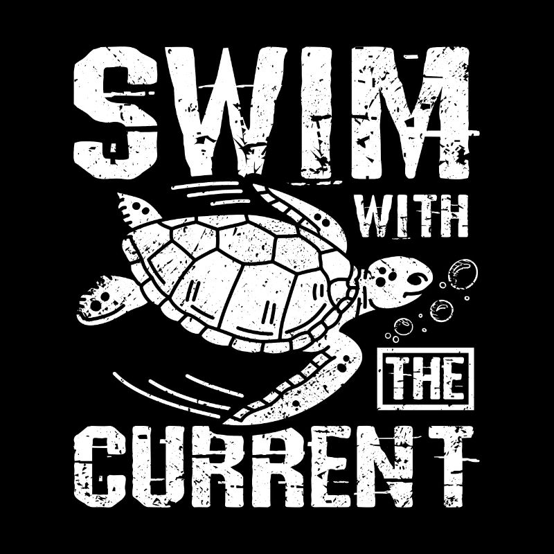 Sea turtle swim with the current