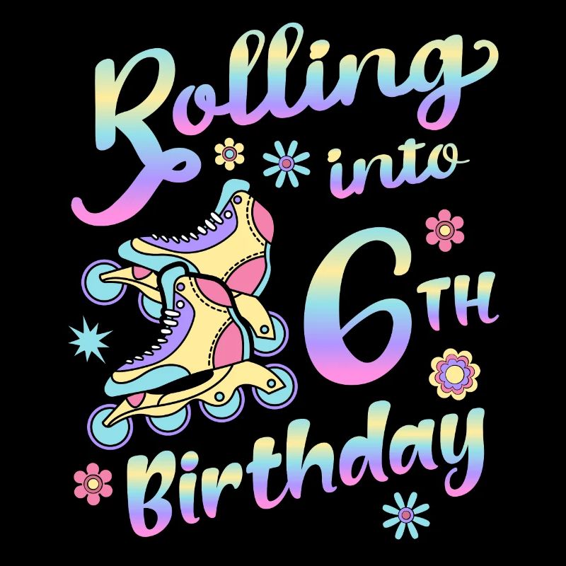 Rolling Into 6th Birthday Roller Skater Inline