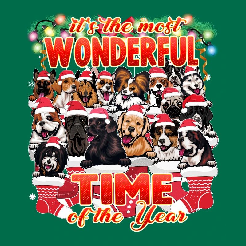 Conceptions de chiens de Noël - Drôles de chiens mignons Noël