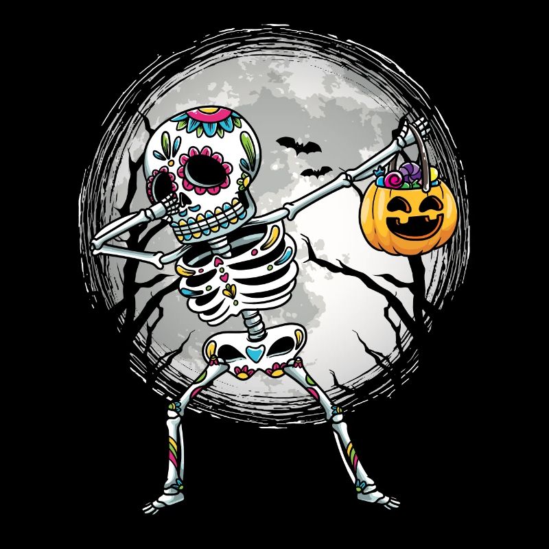 Dabbing Sugar Skull Skeleton avec citrouille