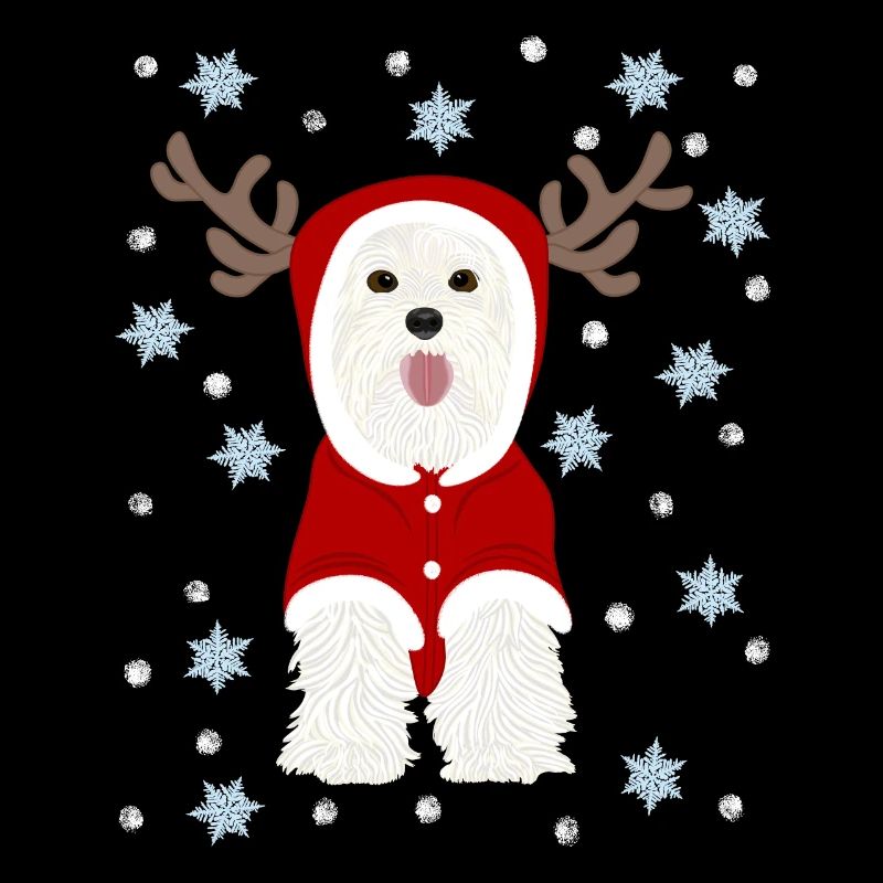Weißer Terrier Weihnachtsmann Anzug Schneesterne