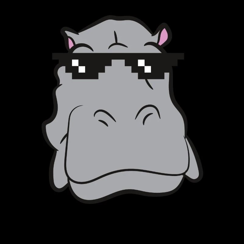 Hippo - Tête avec lunettes de soleil