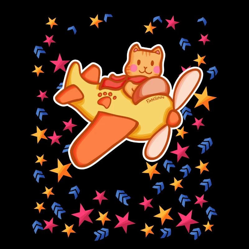 Cat pilot in the starry sky