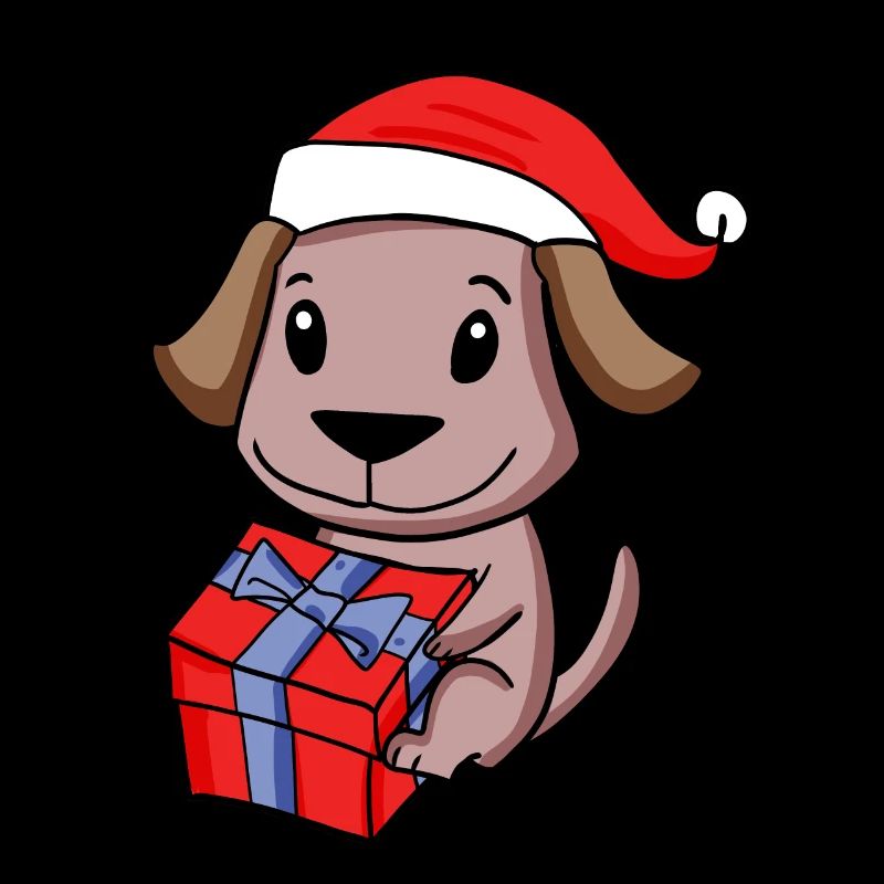 Bébé chien de Noël avec cadeau