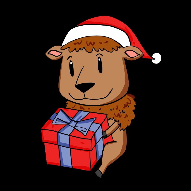 Bison de Noël Bébé avec cadeau