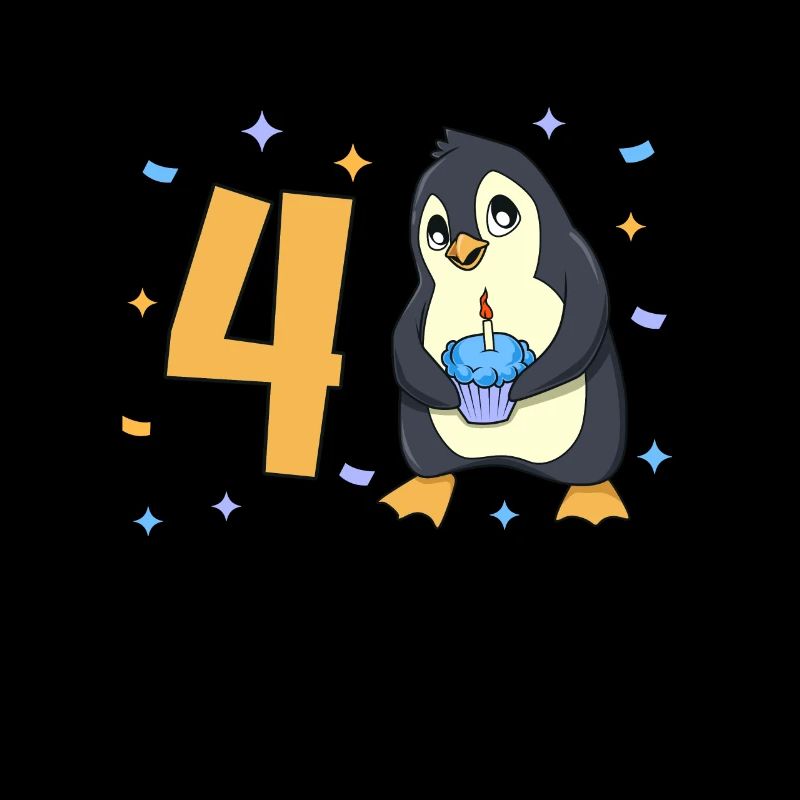 Mit Pinguin - Kinder Geburtstag 4 Jahre