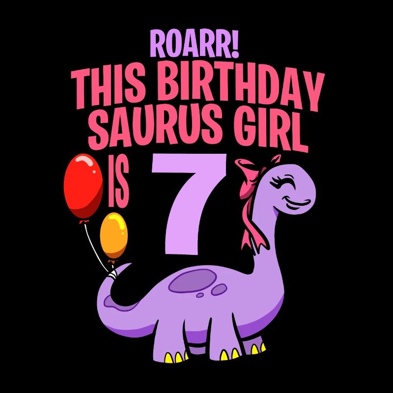 Dieses Geburtstags-Saurus-Mädchen ist 7 Dinosaurier