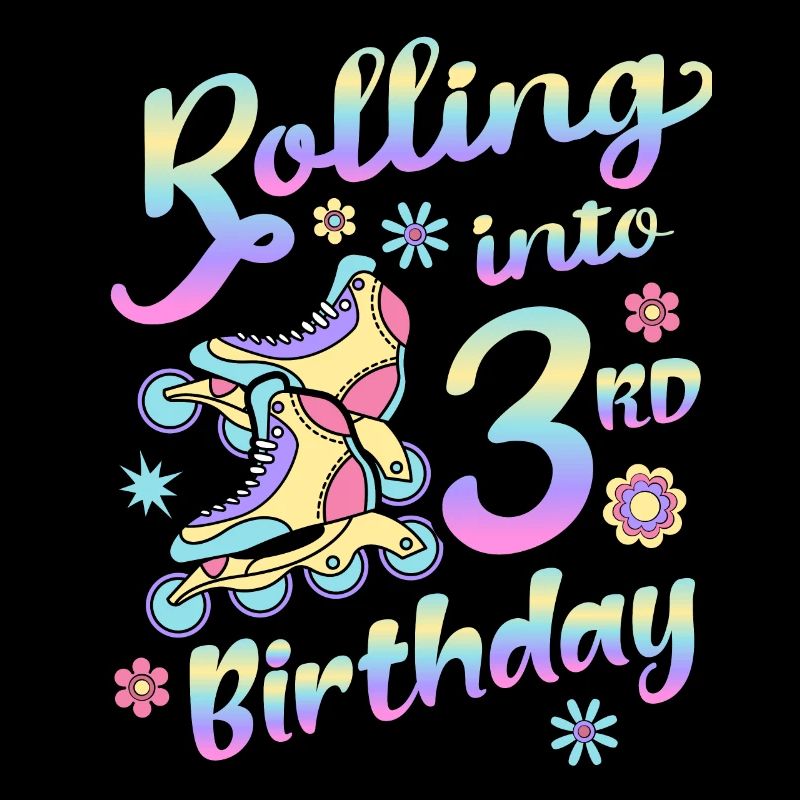 Rolling Into 3rd Birthday Roller Skater Inline