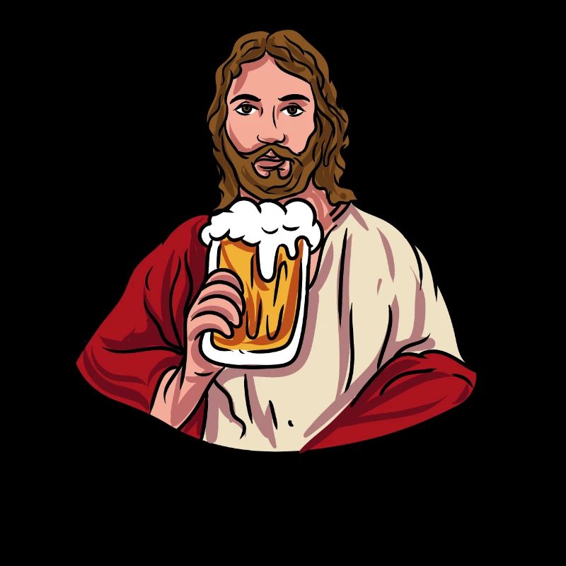 Jesus with beer mug