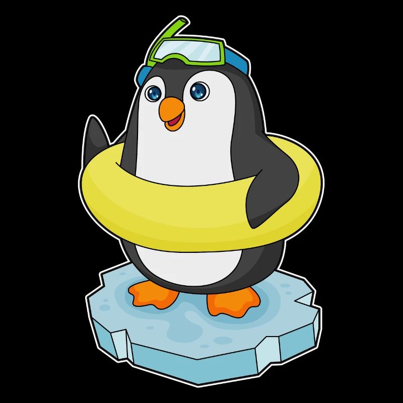 Pinguin Eisscholle Schwimmen Rettungsring