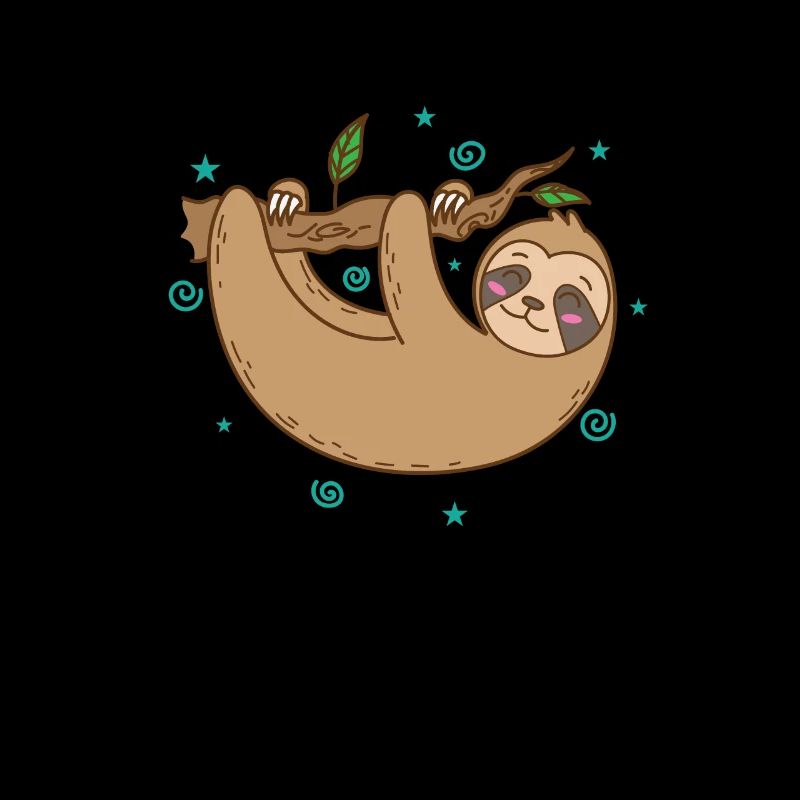 Sloth hangs happily on branch lazy