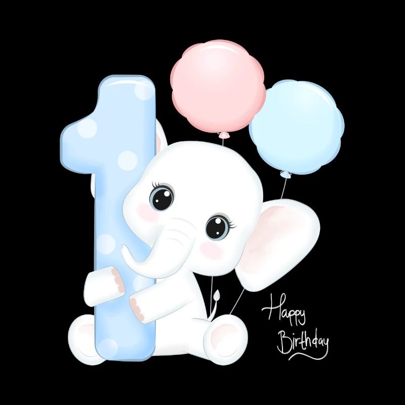 Premier anniversaire d’éléphant mignon