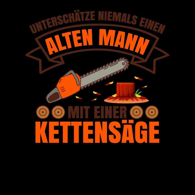 Ein Alter Mann Mit Einer Kettensäge
