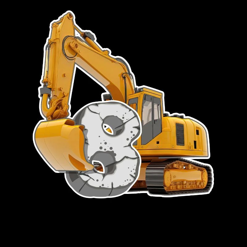 I am 8 excavators 8th birthday 8 year construction worker