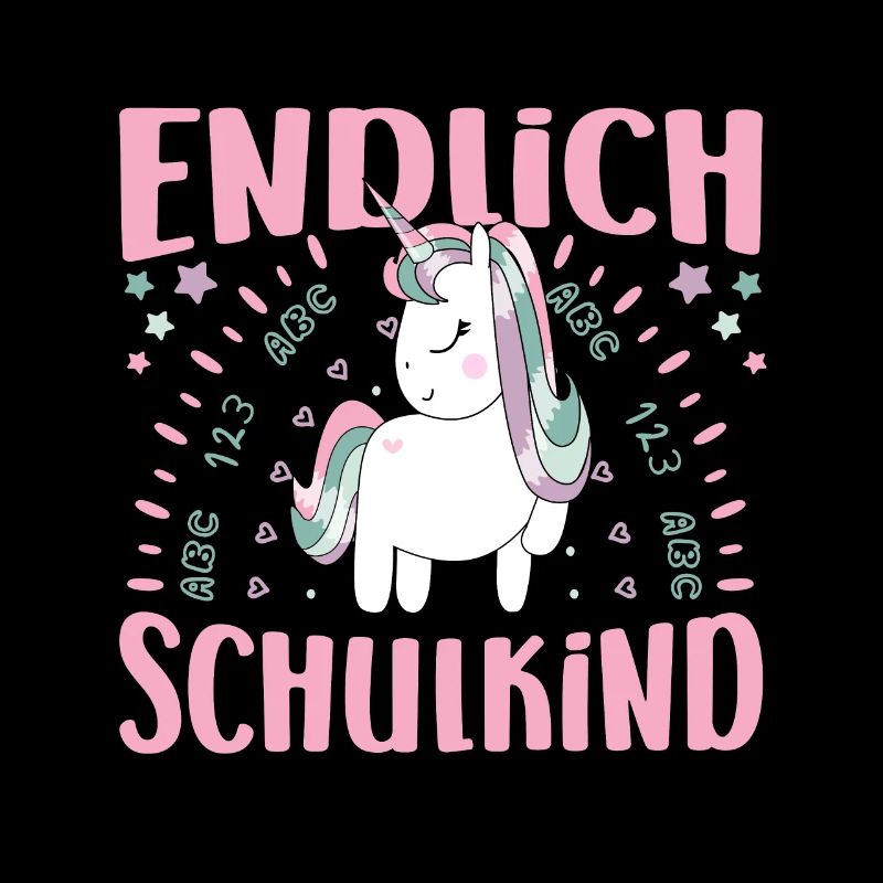 Einschulung Endlich Schulkind Mädchen Einhorn