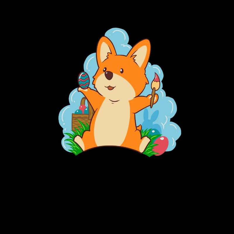 Corgi paints Easter eggs at Easter - Corgi Easter