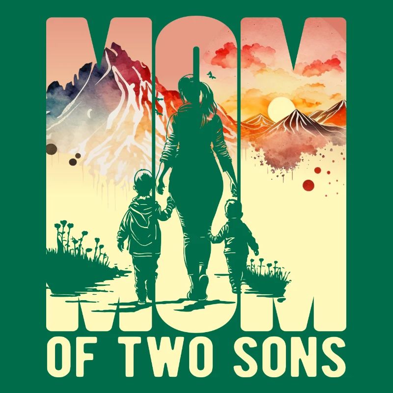 Mutter mit zwei Söhnen Muttertag Berge Mama Kind