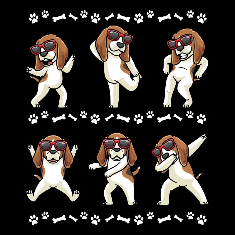 Beagle dog dancing with sunglasses