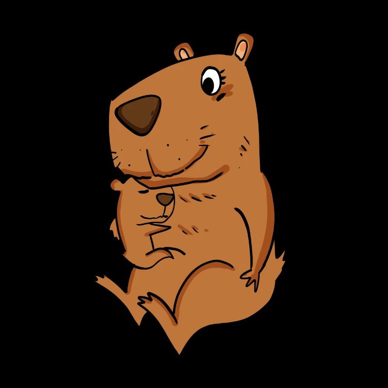 Famille - Capybara avec bébé Capybara
