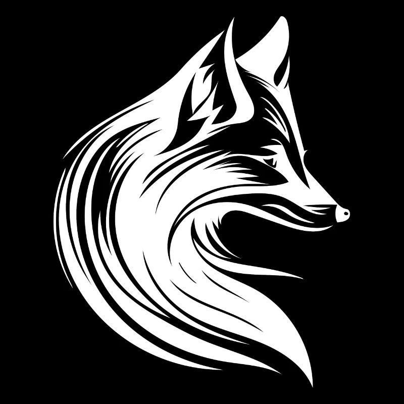 Tattoo Style Fox Portrait in Flowing Lines
