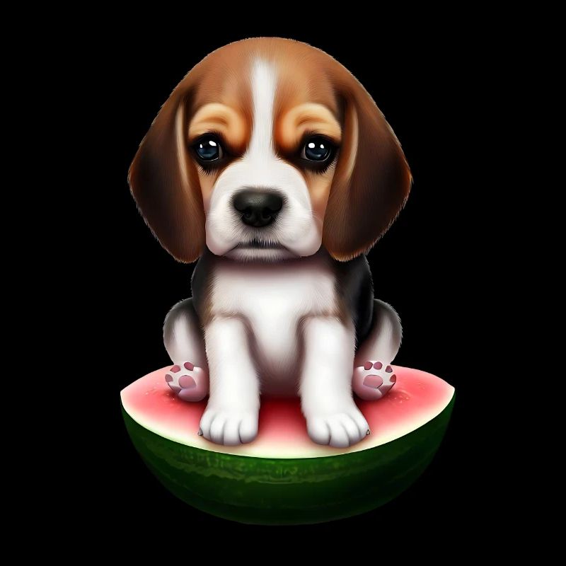 Baby Beagle sur pastèque