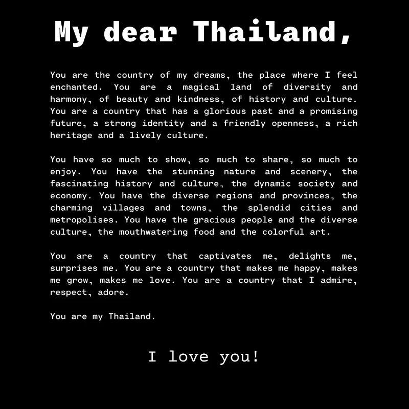 Déclaration d’amour à la Thaïlande