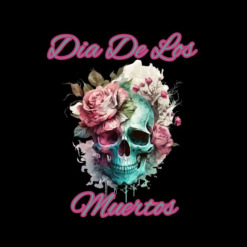 Totenschädel mit Blumen-Dia De Los Muertos