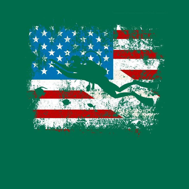 Plongée Drapeau Américain Plongeur Down Plongée US