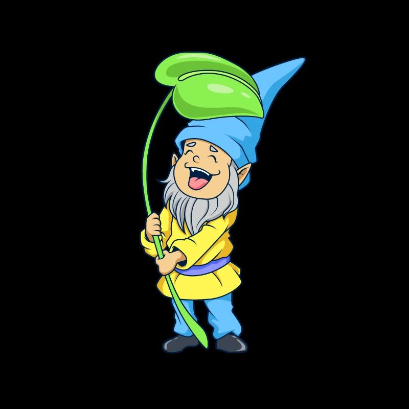Garden gnome with leaf