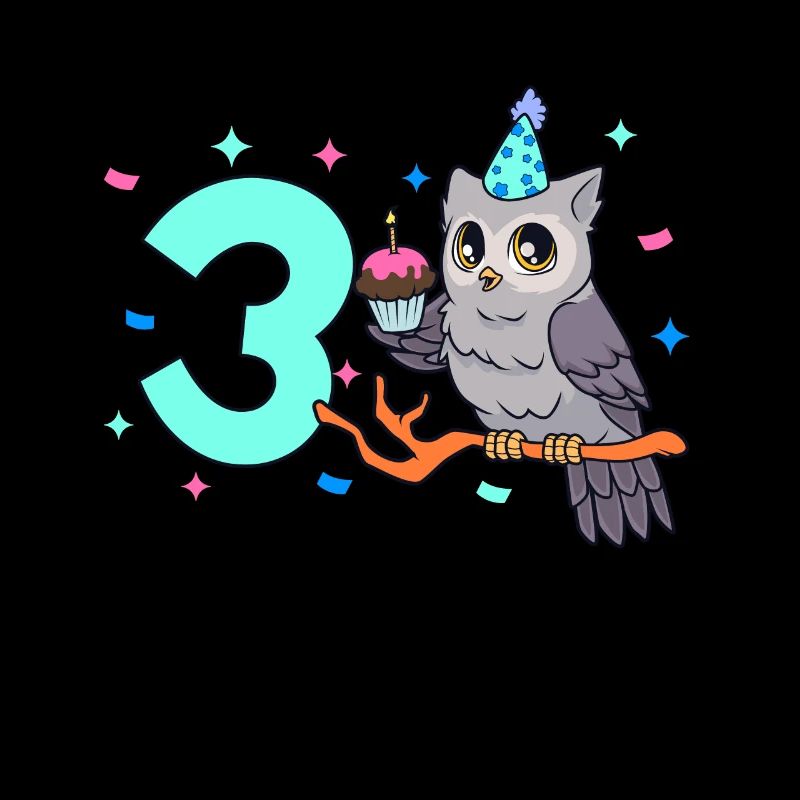 Mit Eule - Kinder Geburtstag 3 Jahre