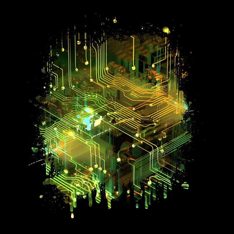 Abstract Art: Digital Data Stream Mainboard