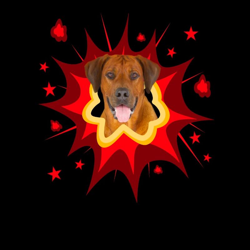 Conception de chien de bande dessinée - Pow - Rhodesian Ridgeback