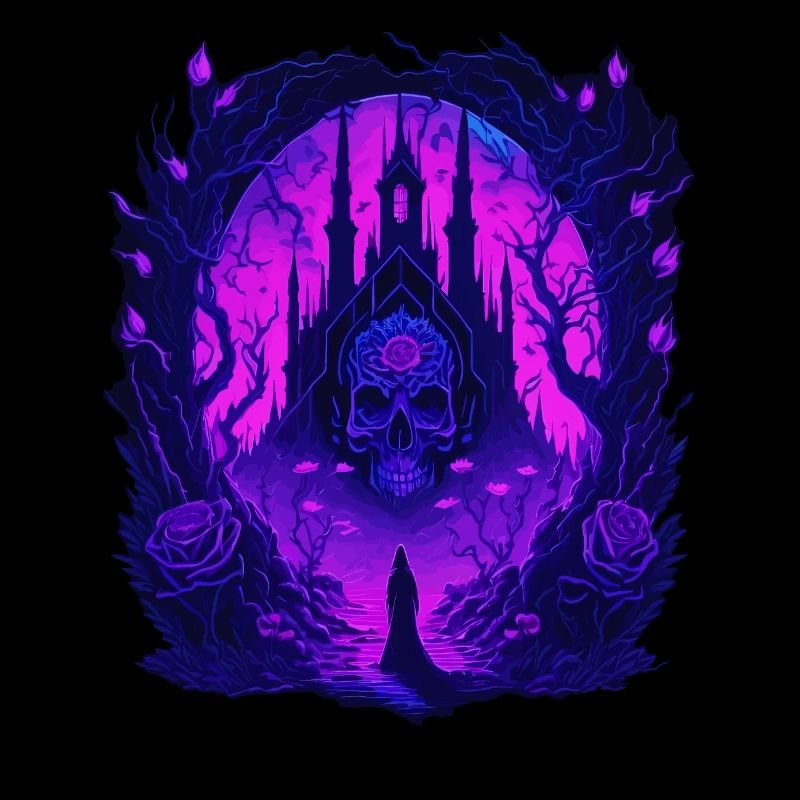 Neon Gothic Skull Architecture