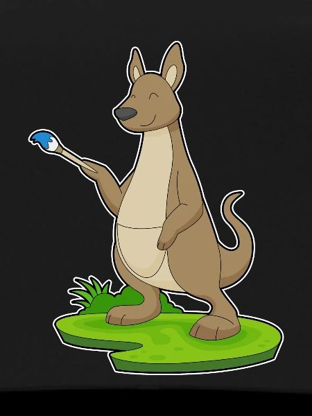 Kangaroo Painter Brush Painting