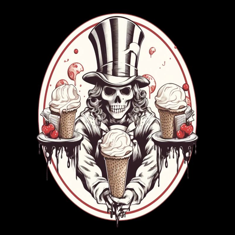 Skull mit Eiswaffel und Zylinderhut