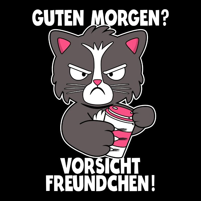 Katze Kaffee Morgenmuffel Langschläfer Geschenk