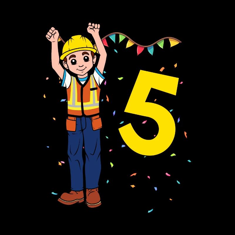 Avec ouvrier de la construction - anniversaire des garçons 5 ans