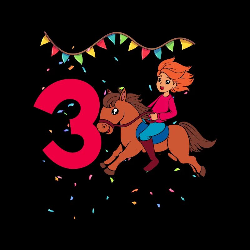 Mit Pferd - Mädchen Geburtstag 3 Jahre