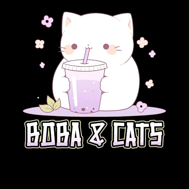 Boba and Cats Katze die Bubble Tee Mädchen Anime