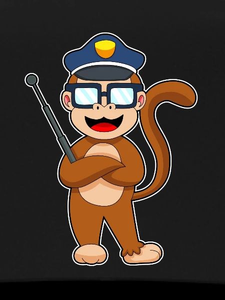 Monkey Policeman Baton Police