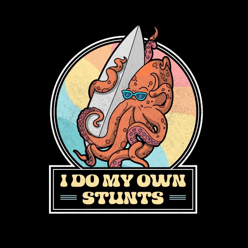Summer Surfing Octopus Surfboard Summer Ocean